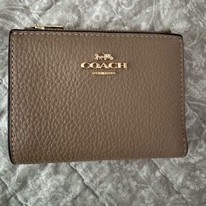 Coach Taupe Leather Wallet with Gold Accents